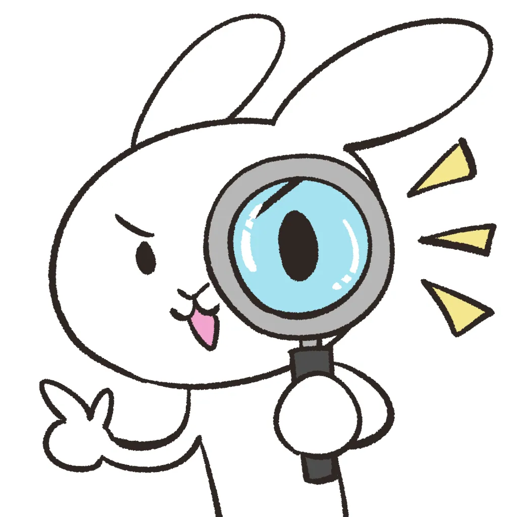 虫眼鏡で覗くウサギ