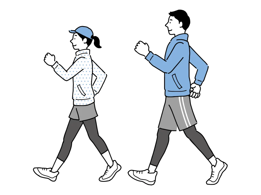 健康のためにウォーキングする男性と女性